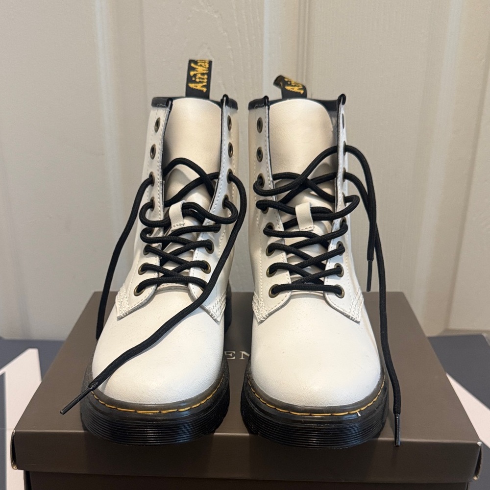 Dr. Martens White and Black Lace-Up Boots